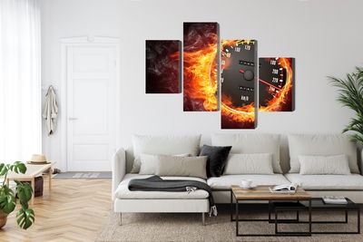 Ljuddämpande tavla - Speedometer in flames