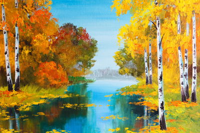 Ljuddämpande tavla - Birch forest near the river