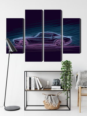 Ljuddämpande tavla - Neon muscle car