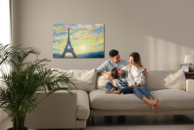 Ljuddämpande tavla - Eiffel tower and sunset