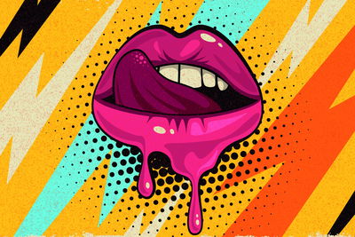 Ljuddämpande tavla - Pink lips on a colored