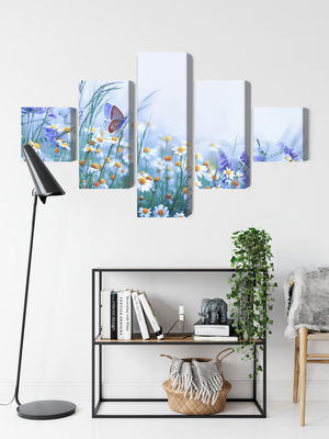 Ljuddämpande tavla - Butterfly and wildflowers