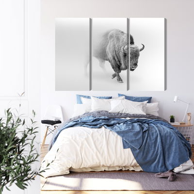 Ljuddämpande tavla - Bison in the fog 3d