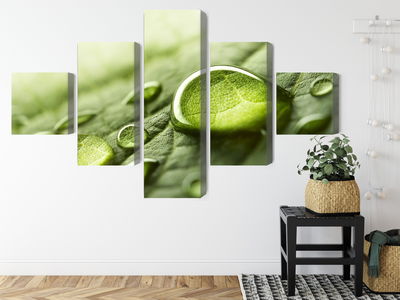 Ljuddämpande tavla - Water drops on a leaf