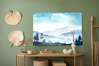 Ljuddämpande tavla - Watercolor mountains