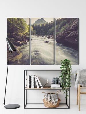 Ljuddämpande tavla - Mountain river in the forest