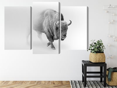 Ljuddämpande tavla - Bison in the fog 3d