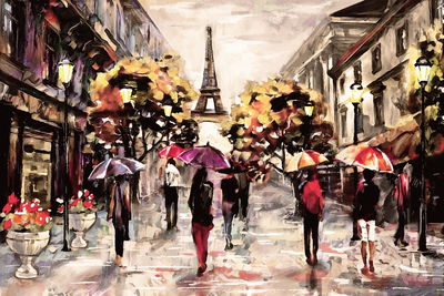 Ljuddämpande tavla - People with colorful