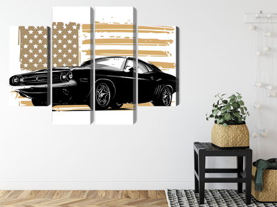 Ljuddämpande tavla - American muscle car with Usa