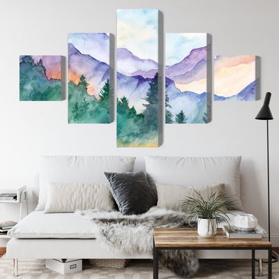 Ljuddämpande tavla - Painted mountain landscape