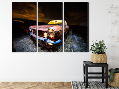 Ljuddämpande tavla - Old abandoned car 3d