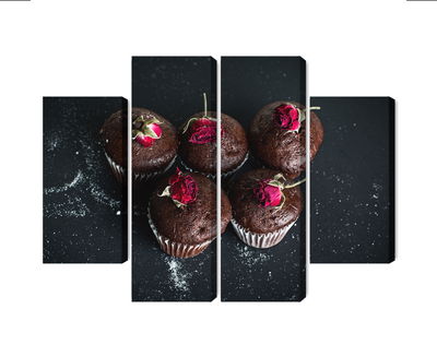 Ljuddämpande tavla - Chocolate muffins with roses