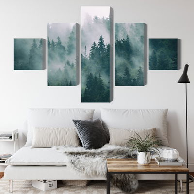 Ljuddämpande tavla - Fog in the green forest