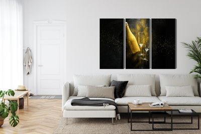 Ljuddämpande tavla - Golden bottle of champagne