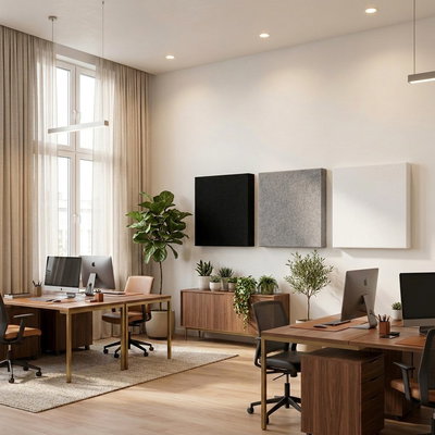 PES Wall Deep Absorb vægabsorberende paneler, 100 mm, i hvid, grå og sort med skjulte monteringsbeslag