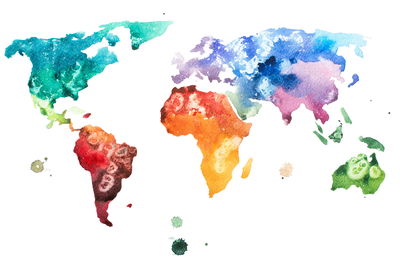 Ljuddämpande tavla - World map in watercolour