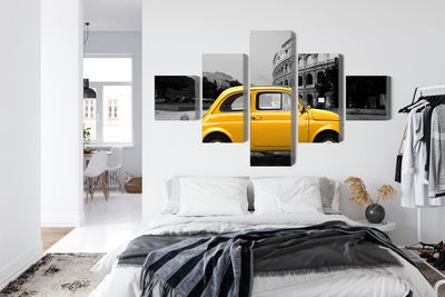 Ljuddämpande tavla - Yellow retro car