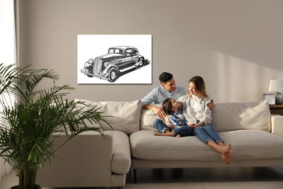 Ljuddämpande tavla - Sketched car