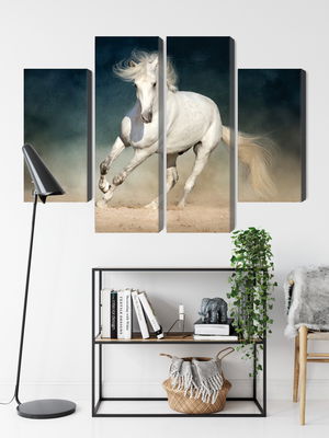 Ljuddämpande tavla - A white horse at a gallop