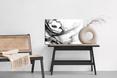 Ljuddämpande tavla - Black and white female face