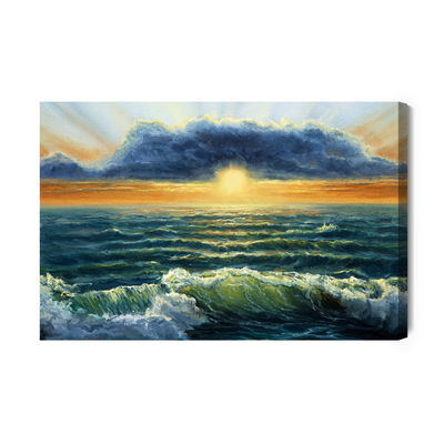 Ljuddämpande tavla - Sea waves and clouds