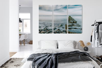 Ljuddämpande tavla - Rocky beach and 3d wooden