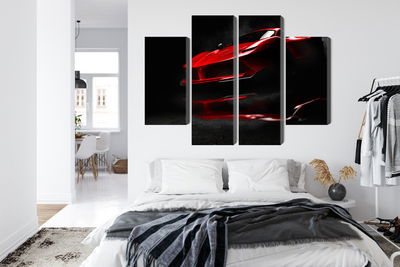 Ljuddämpande tavla - Red sports car 3d