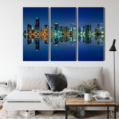 Ljuddämpande tavla - Panorama of miami by night