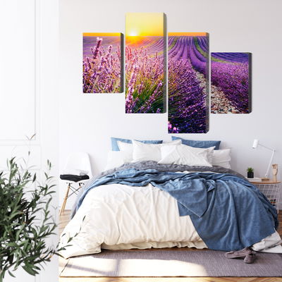 Ljuddämpande tavla - Lavender field at sunset 3d