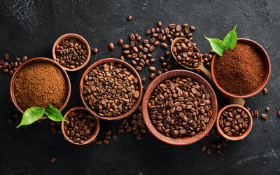 Ljuddämpande tavla - Ground coffee and beans