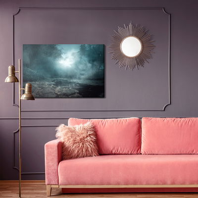 Ljuddämpande tavla - River in a misty forest