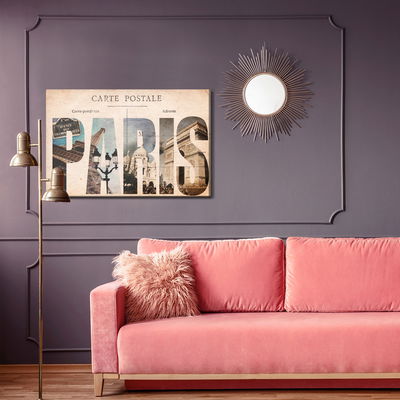 Ljuddämpande tavla - Paris vintage postcard
