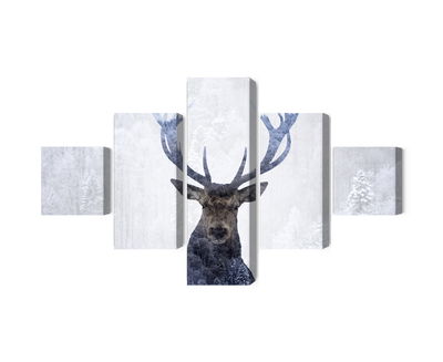 Ljuddämpande tavla - Deer in the winter 3d forest