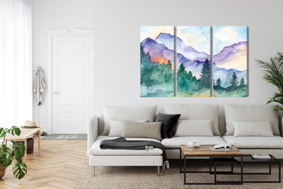 Ljuddämpande tavla - Painted mountain landscape