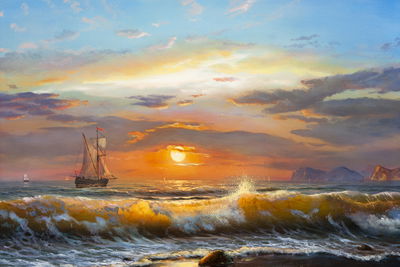 Ljuddämpande tavla - Sailboats in the sea