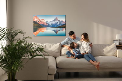 Ljuddämpande tavla - Lake in the swiss alps