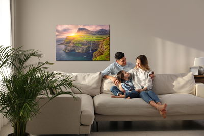 Ljuddämpande tavla - Sunset among the mountains