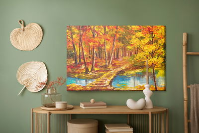 Ljuddämpande tavla - Footbridge in the autumn