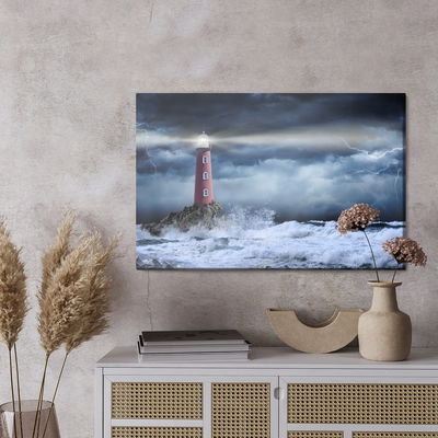 Ljuddämpande tavla - Sea storm and lighthouse