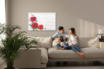 Ljuddämpande tavla - Red poppies on a background