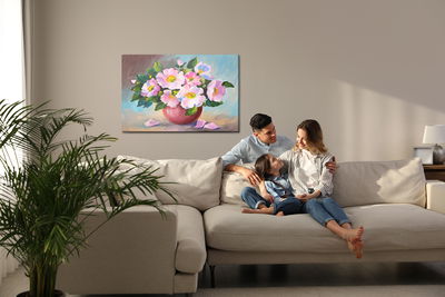 Ljuddämpande tavla - Roses in a vase as painted