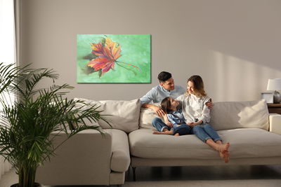 Ljuddämpande tavla - Autumn maple leaf painted