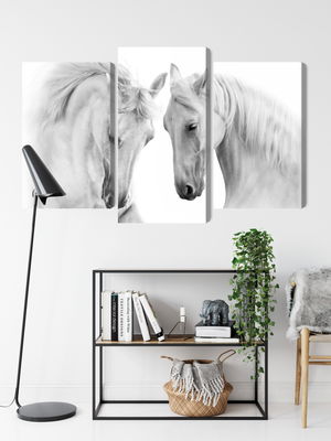 Ljuddämpande tavla - Two horses on a white