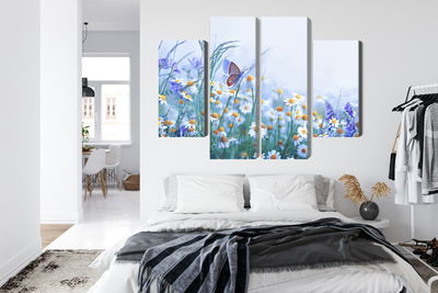 Ljuddämpande tavla - Butterfly and wildflowers