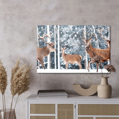 Ljuddämpande tavla - A herd of deer in the winter