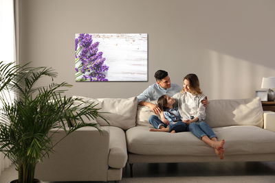 Ljuddämpande tavla - Lavender flowers on a wood