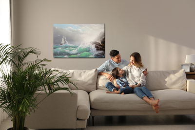 Ljuddämpande tavla - Sailboat with sea and waves