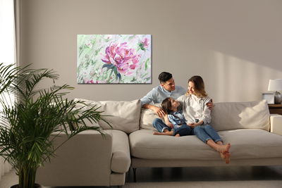 Ljuddämpande tavla - Peonies roses as painted