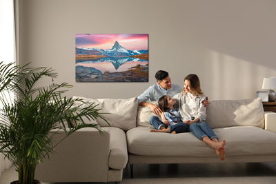 Ljuddämpande tavla - Morning in the swiss alps