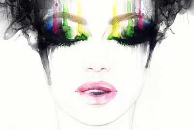 Ljuddämpande tavla - Abstract female face